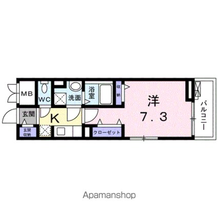 ベルビュー　Ⅱ[1K/25.38m2]の間取図