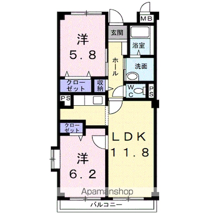 ラトゥール[2LDK/55.71m2]の間取図