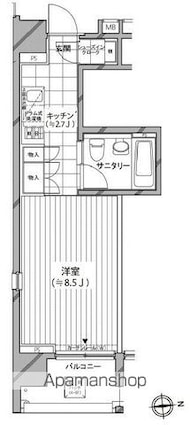 カスタリア麻布十番七面坂[1R/27.9m2]の間取図