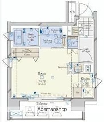 東京都新宿区左門町[1R/25.67m2]の間取図