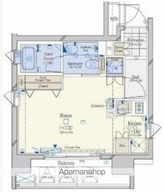東京都新宿区左門町[1R/25.67m2]の間取図