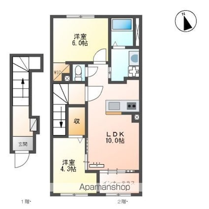 リッシュ[2LDK/53.9m2]の間取図
