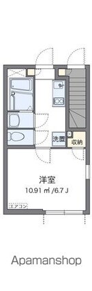 クレイノ葵芳　２号館[1K/21.43m2]の間取図