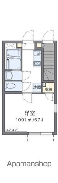 クレイノ葵芳　２号館[1K/21.43m2]の間取図