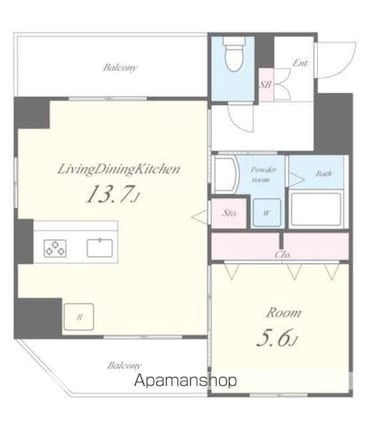 ＴＳレジデンス東陽町[1LDK/46.03m2]の間取図