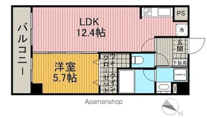 クオーレ浅草[1LDK/41.82m2]の間取図