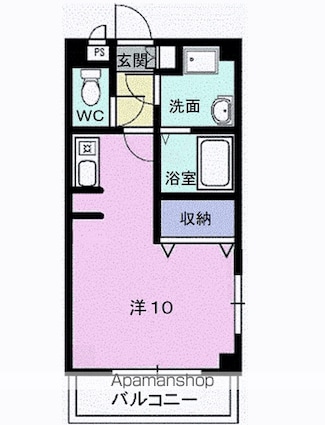 ウィステアリア　ハイム[1K/25.2m2]の間取図