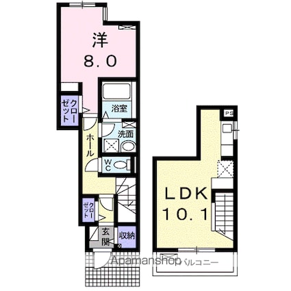 ウエストビレッジ　Ⅱ[1LDK/50.57m2]の間取図