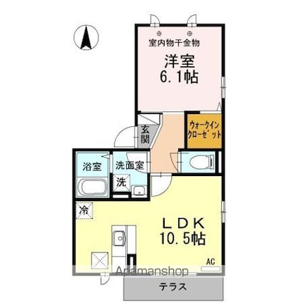 フローラ[1LDK/40.07m2]の間取図