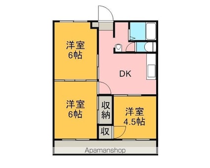 ニュー井上ハイツⅠ[3DK/49.14m2]の間取図
