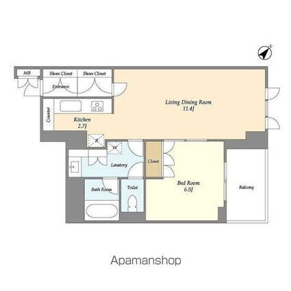 ＨＦ目黒行人坂レジデンス[1LDK/49.75m2]の間取図