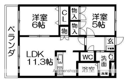 岐阜県可児市今渡[2LDK/51.4m2]の間取図