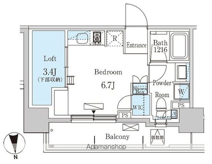 パークアクシス学芸大学レジデンス[1R/26.32m2]の間取図