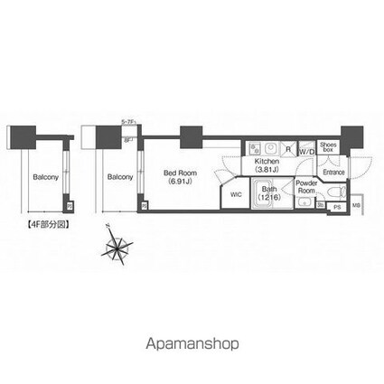 コンフォリア西荻窪[1K/25.5m2]の間取図