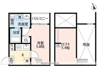 愛知県名古屋市中村区塩池町２丁目[1K/20.54m2]の間取図