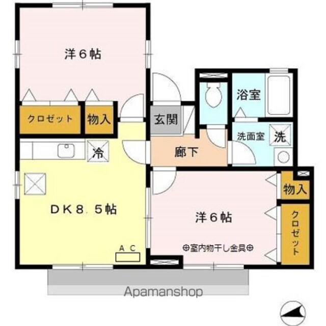 ソレイユ[2DK/49.61m2]の間取図