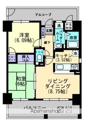 アルファステイツ入船町[2LDK/54.88m2]の間取図