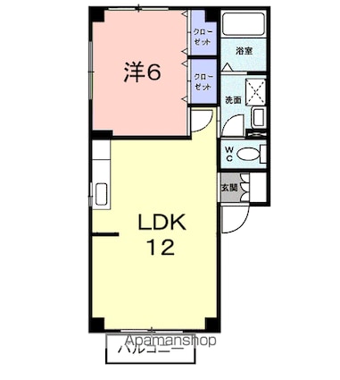 ニューモドム松ケ丘２番館[1LDK/40.57m2]の間取図