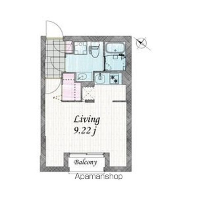 Ｂｒａｎｃｈｅ北沢[1R/26.01m2]の間取図