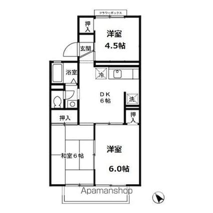 冬築タウン・パートⅡ　Ｆ棟[3DK/50.09m2]の間取図