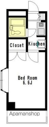グロージェン代沢[1K/18m2]の間取図