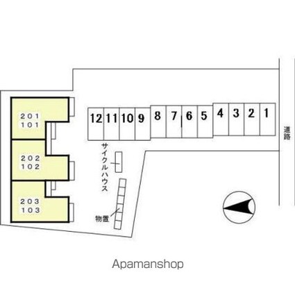 ゾンネ蓮台　Ａ[2LDK/53.44m2]の配置図