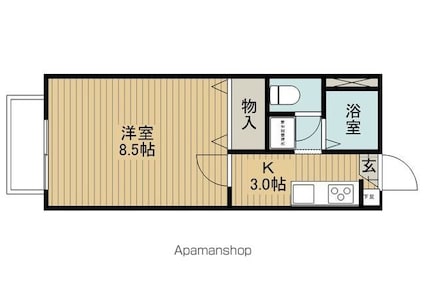 サンマリーＣ棟[1K/26.25m2]の間取図