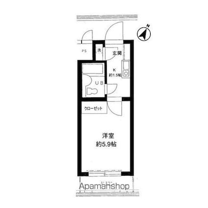 アーバン・ドヌール[1K/16.64m2]の間取図