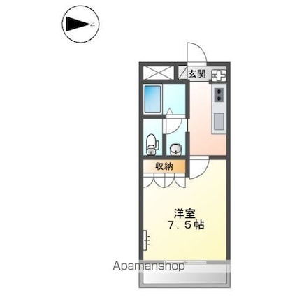 和歌山県和歌山市南出島[1K/24.75m2]の間取図