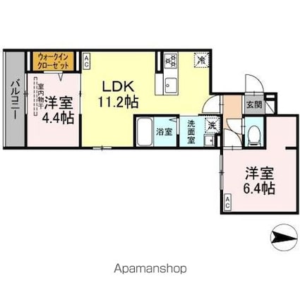 アンソレイエＩＩ[2LDK/48.31m2]の間取図