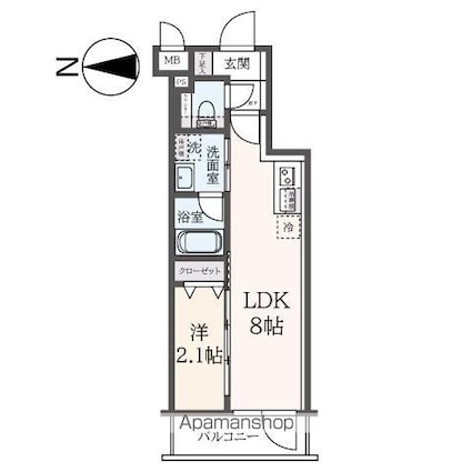 ハーモニーレジデンス東新宿[1LDK/25.68m2]の間取図