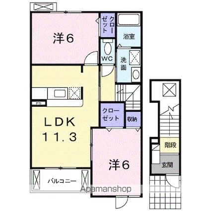 リヴィエール　ロジュマン[2LDK/56.26m2]の間取図