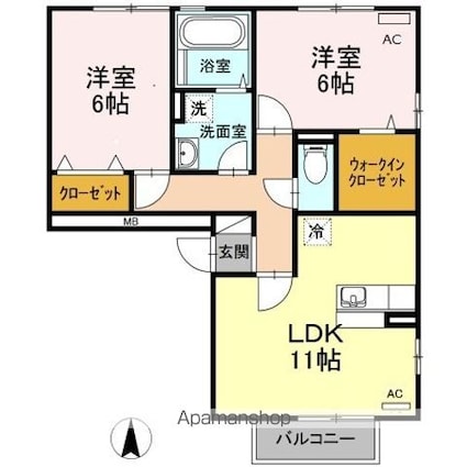 マノワール・プルミエ[2LDK/58.89m2]の間取図