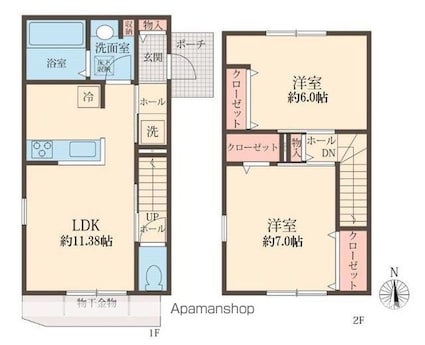 ＭＡＰＬＥテラス[2LDK/61.48m2]の間取図