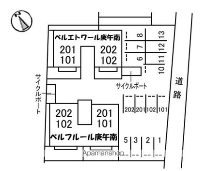 広島県広島市西区庚午南１丁目[2LDK/54.08m2]の配置図