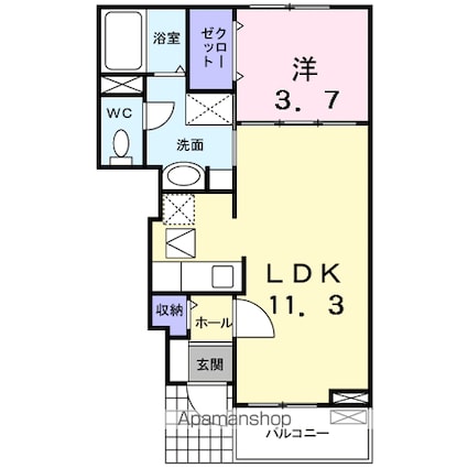 Ｓ．Ｃ．Ｃ．ＨーＫ[1LDK/37.17m2]の間取図