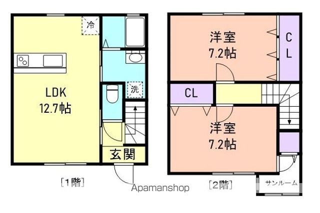 ＰＡＬ和歌浦　Ａ棟[2LDK/72.19m2]の間取図