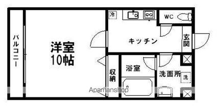 ラフォンターナ[1K/30.6m2]の間取図