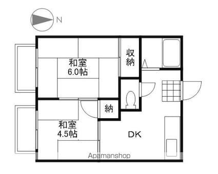 岡山県岡山市北区青江１丁目[2DK/39.6m2]の間取図