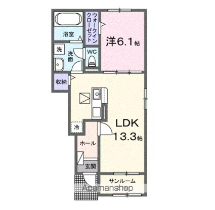 クレール九番館[1LDK/50.01m2]の間取図