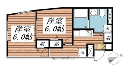 ＦＩＯＲＩ奥沢[2K/36.82m2]の間取図