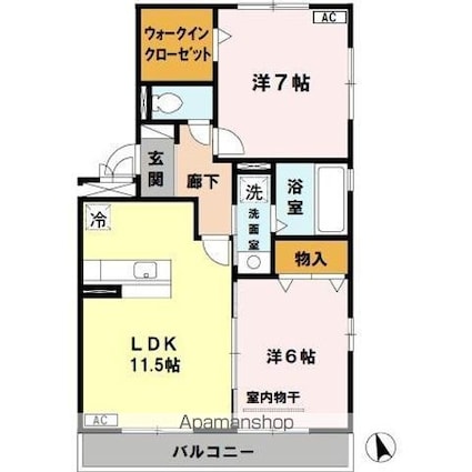 和歌山県和歌山市加納[2LDK/58.37m2]の間取図