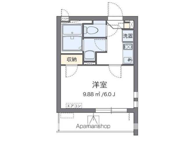 クレイノディアコート[1K/20.08m2]の間取図