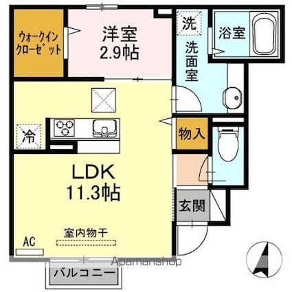 ｇｒａｎ　Ｍ[1LDK/37.24m2]の間取図