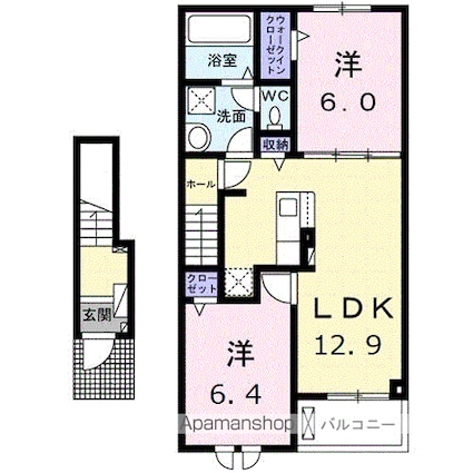 カーサ　ルーナ[2LDK/59.58m2]の間取図