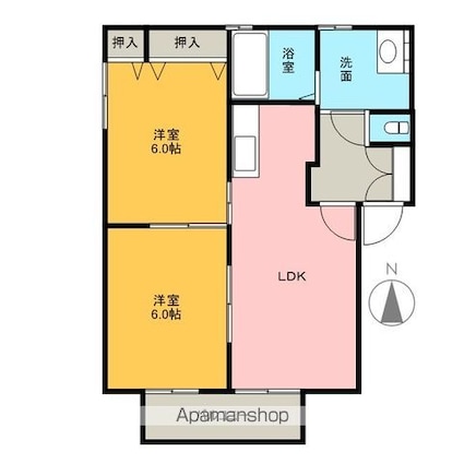 群馬県邑楽郡邑楽町大字中野[2LDK/50.04m2]の間取図