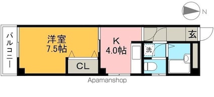 アメニティーハイツ[1K/28.14m2]の間取図