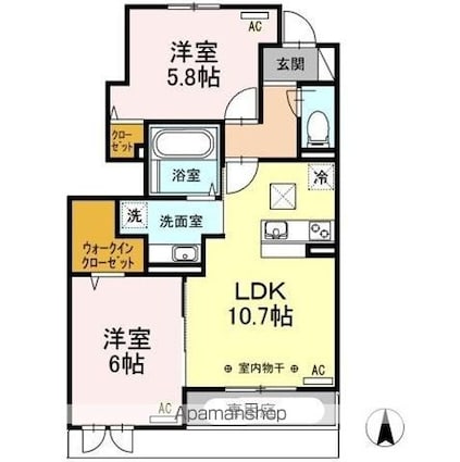 エトワール　ＩＩＩ[2LDK/53.41m2]の間取図