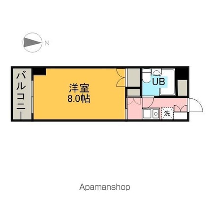 井口クイーンズコート[1K/22m2]の間取図