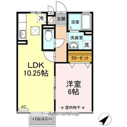 ドエルコート里吉　Ｂ[1LDK/40.07m2]の間取図